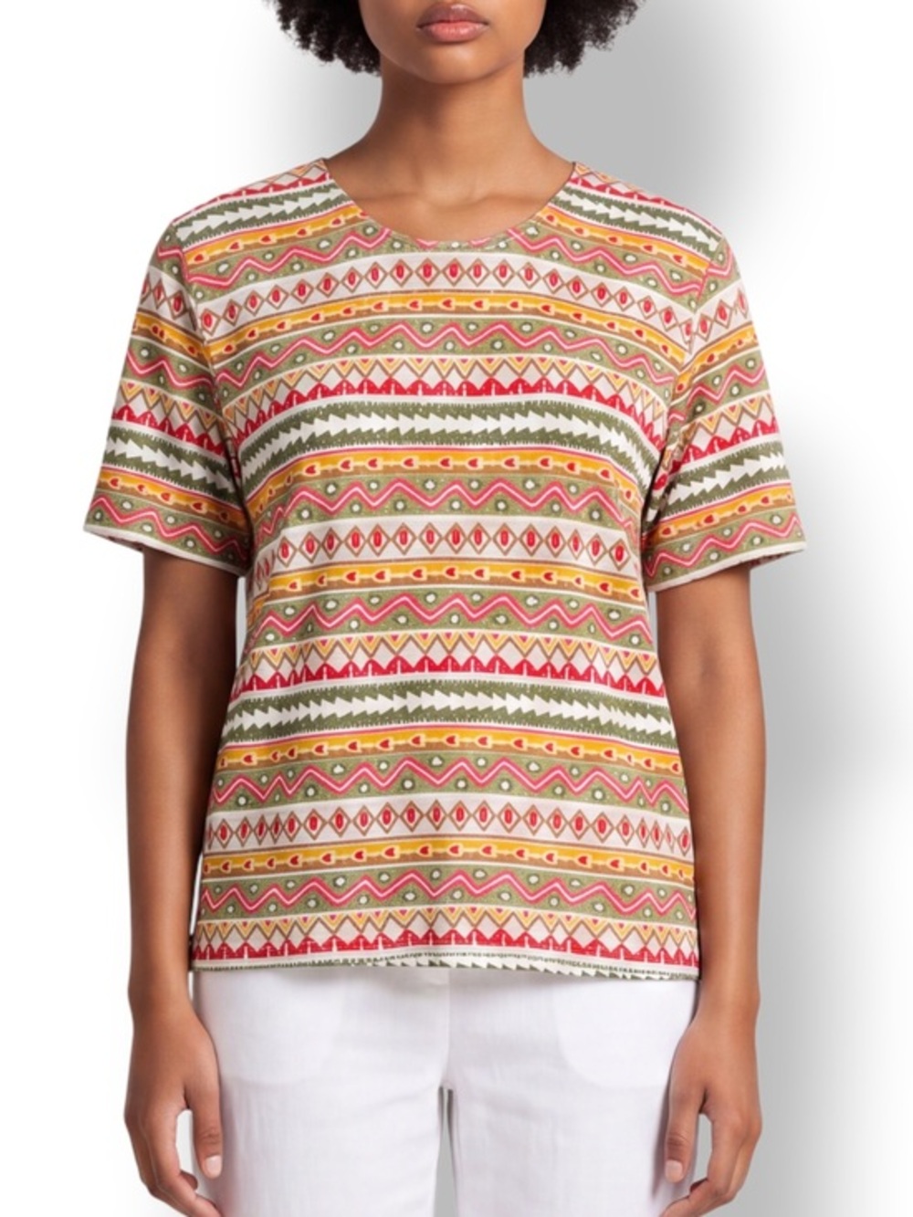 4/$20 Vintage Geometric Print Tunic Tee I.C. Isaacs Medium